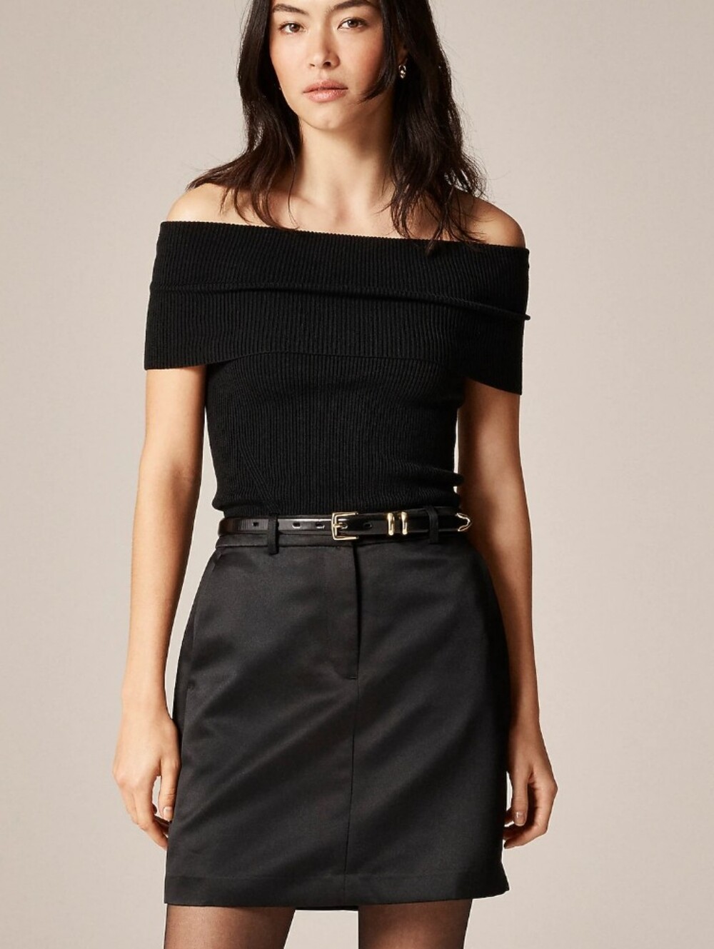 J Crew Mini trouser skirt in duchesse satin CQ705 Size 2 Black